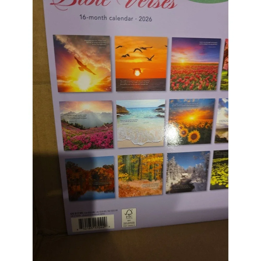 Bible Verses 2026 Calendar Psalms Peter Lamentations‎ Samuel Flowers Ocean Snow